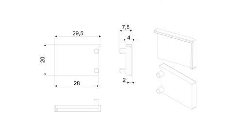 BOYARD.Заглушка боковая ZnAl L-LINE RZ103.02SC