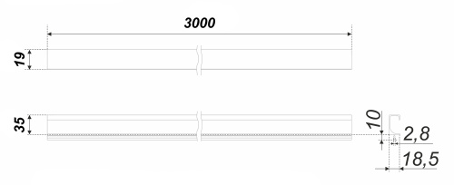 BOYARD.Ручка-профиль мебельная AL RP002SC.1/000/3000