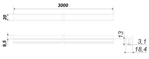 BOYARD.Ручка-профиль мебельная AL RP004SC.1/000/3000