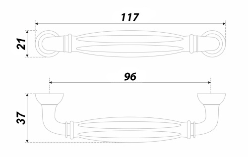 BOYARD.Ручка мебельная TIFFANY RS121BAZ.4/96/W