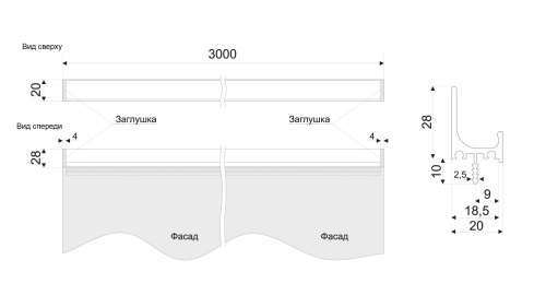 BOYARD.Ручка-профиль мебельная AL RP103SC.1/000/3000