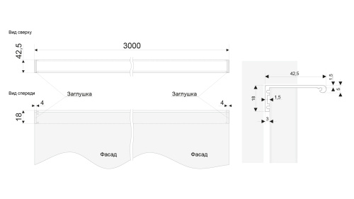 BOYARD.Ручка-профиль мебельная AL RP101SC.1/000/3000